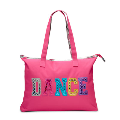 Dance tote bag with multicolored dance print
