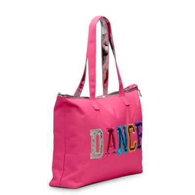 Dance tote bag with multicolored dance print